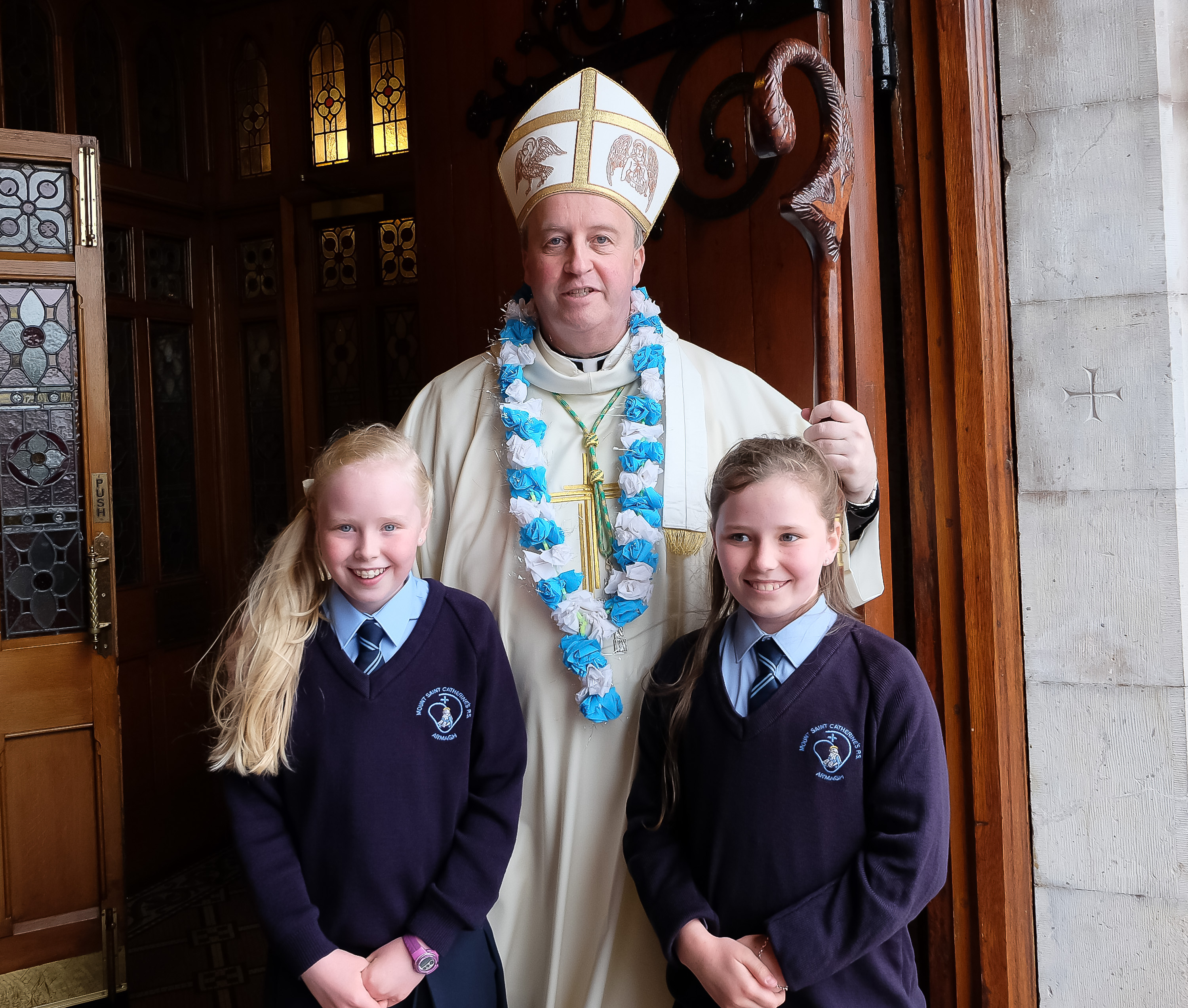 Bishop Michael Router with students from Mt St Catherines Primary SchoolOrdination of Bishop Michael RouterSt Patrick's Cathedral, Armagh,  21 July 2019Credit: LiamMcArdle.com