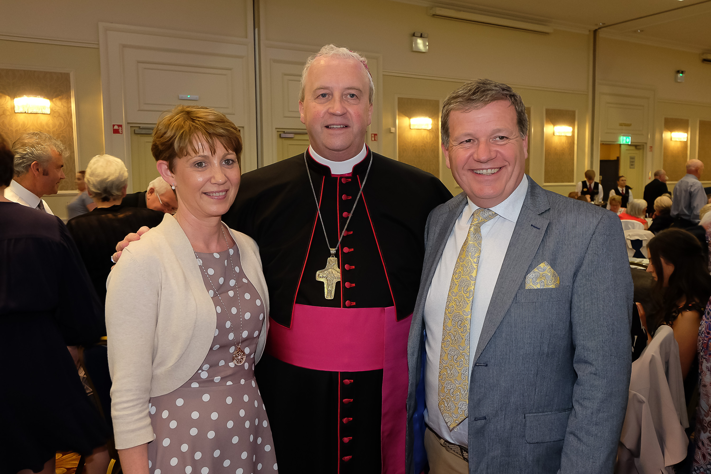 Siobhan and Patrick Farrelly with the new Bishop Michael Router at a celebration dinner following the Bishop's Ordination Armagh City Hotel, Armagh,  21 July 2019Credit: LiamMcArdle.com2