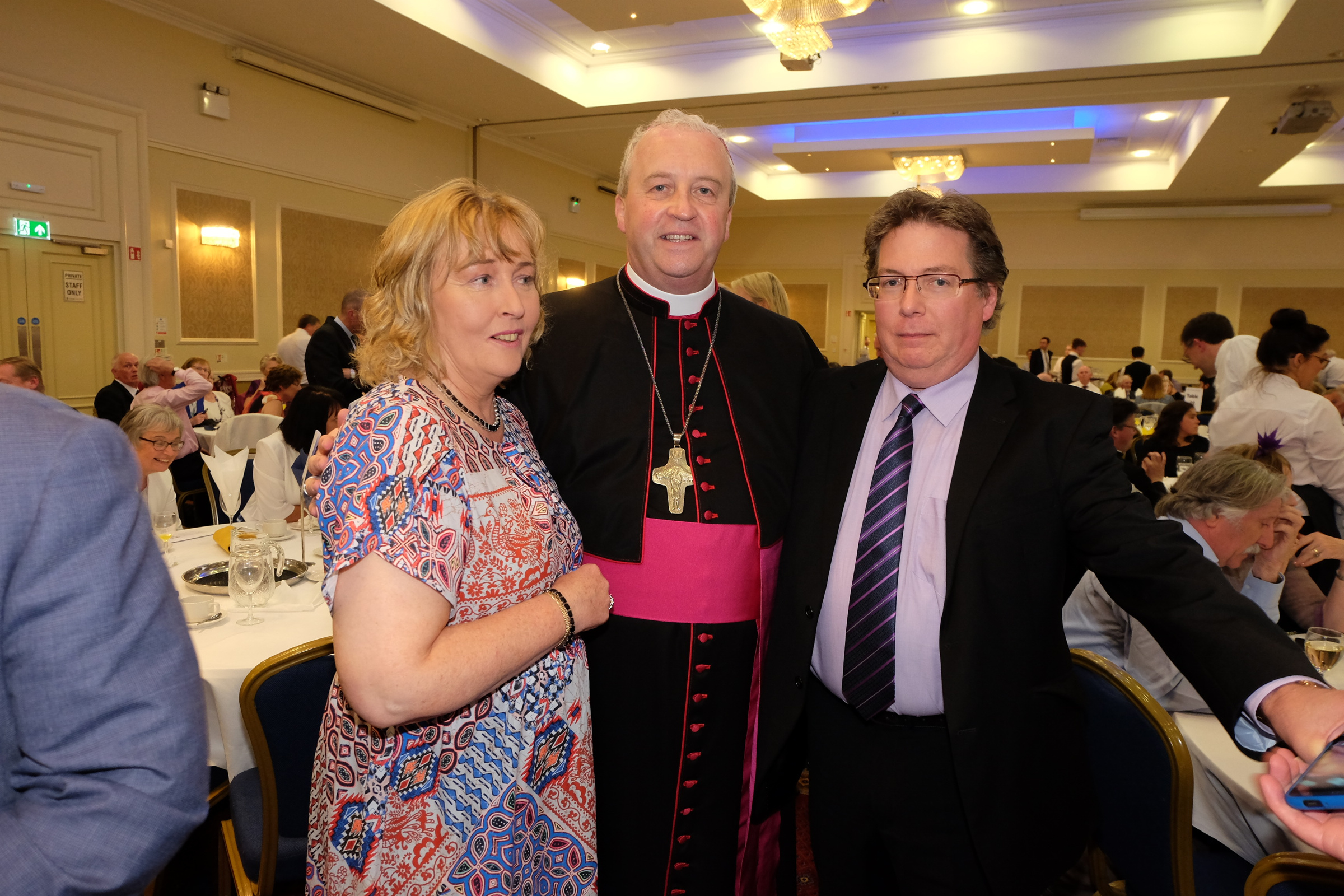 Geraldine and Alexis Sheridan with the new Bishop Michael Router at a celebration dinner following the Bishop's Ordination Armagh City Hotel, Armagh,  21 July 2019Credit: LiamMcArdle.com