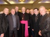 Bishop Michael Router with his classmates at a celebration dinner following the Bishop's OrdinationFrom left: Fr Joe Gallagher, Fr Philip Gaffney, Bishop Denis Nulty, Bishop Michael Router, Canon Eugene Sweeney, Fr Maurice McMorrough, Fr John Loftus and Fr John Kenny Armagh City Hotel, Armagh,  21 July 2019Credit: LiamMcArdle.com